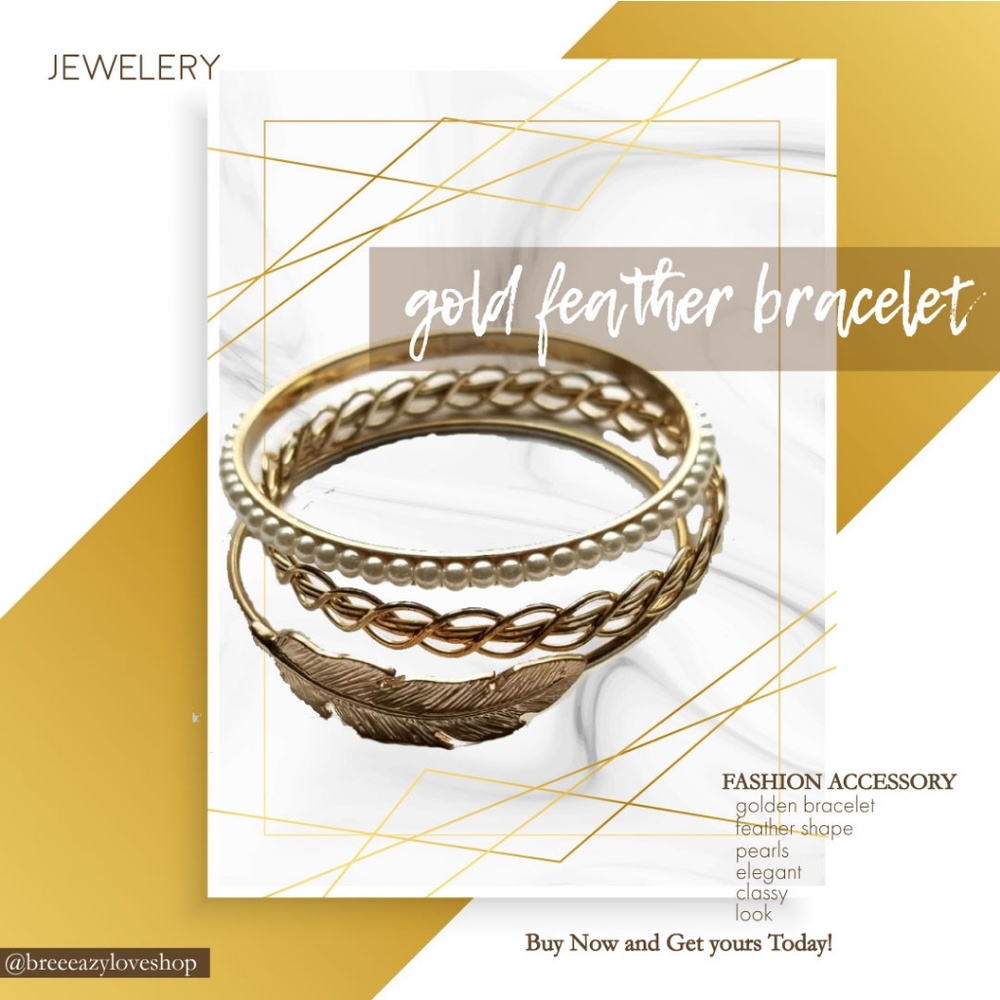 Gold feather bracelet
